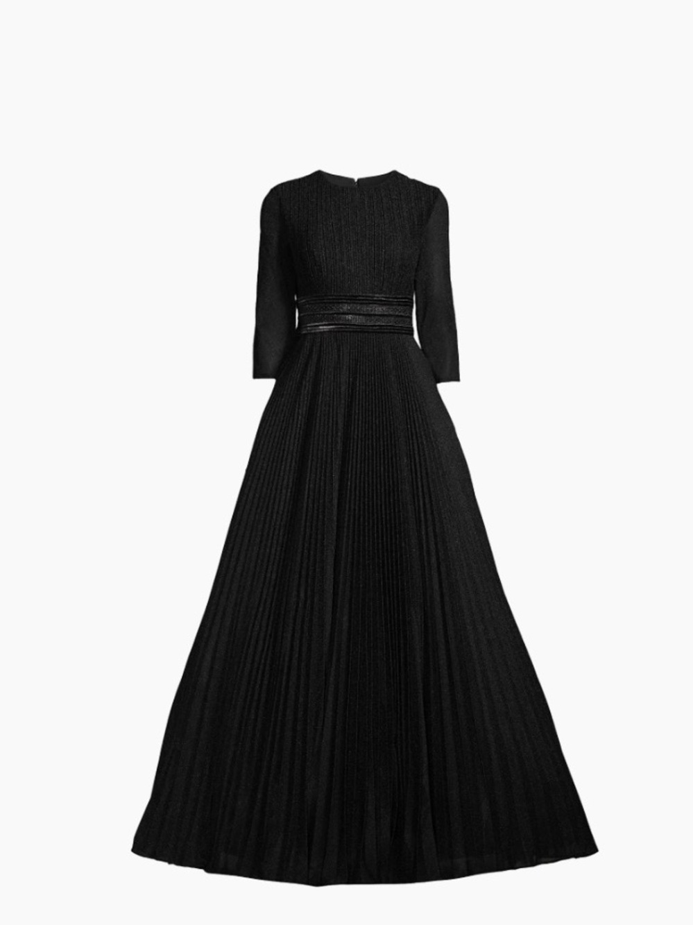Mac Duggal Black Pleated Long-Sleeve Evening Gown size 6